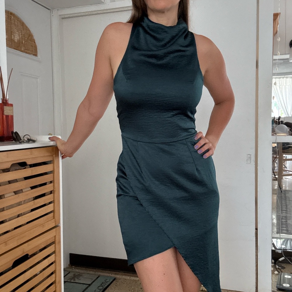 The Vanity Room Asymmetrical Teal Dress